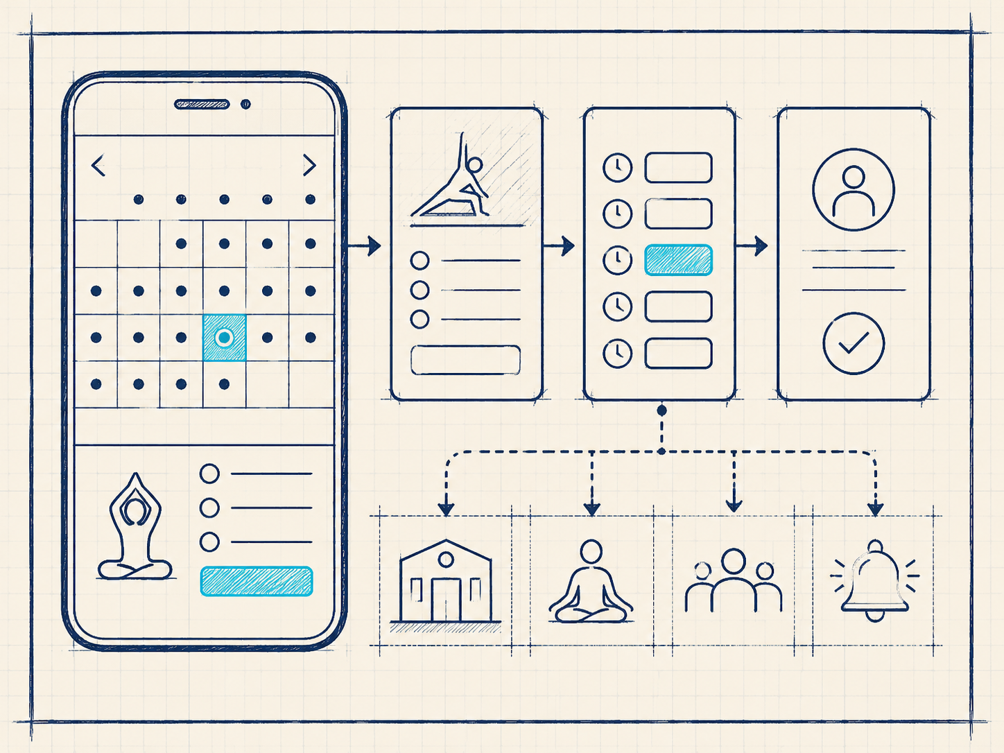 Class booking app blueprint concept